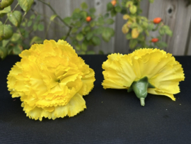 Kunstbloemen anjer donker geel, diameter 9 cm