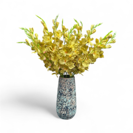 Kunstbloemen orchidee, kunsttak 75 cm hoog mosterdgroen