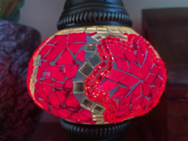 Oosterse mozaieklamp, rood glasmozaiek tafellamp, Turkse stijl