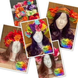 Carnaval/vasteloavend outfit, kunstbloemen haarband