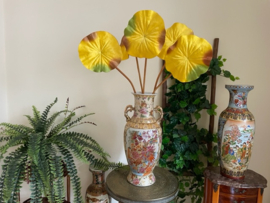 Kunstbladeren grote lotus bladeren/blad geel hoogte 96 cm diameter 25 cm