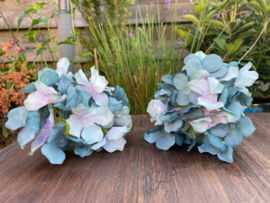 Kunstbloemen hortensia groen/blauw diameter 14 cm