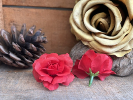 Kunstbloemen roosjes rood, diameter 4 cm