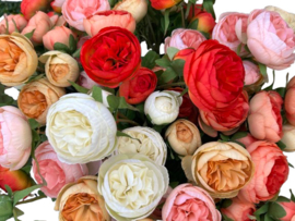 Kunstbloem Ranonkel Peach / Perzik op steel 62 cm