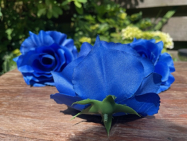 Koningsblauwe rozen, diameter 11 cm kunstbloemen zonder steel