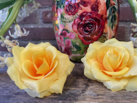 Kunstbloemen rozen geel diameter 8.5 cm