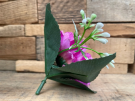 Kunstbloemen chrysant paars met blad en gipskruid