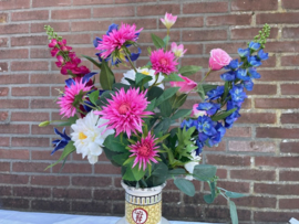 Mix plukboeket kunstbloemen verschillende soorten en kleuren