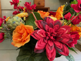 Kunstbloemen boeket rood-oranje