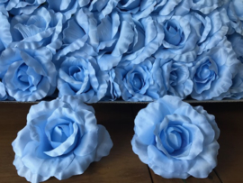 Kunstbloemen rozen baby blauw, satijn diameter 14 cm
