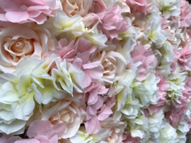 Flower wall/bloemenwand paneel 40x60 cm roze/creme/peach bruiloft