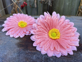 Kunstbloemen gerbera zalm roze, diameter 12 cm