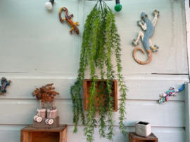 Kunstplant asparagus hangplant donkergroen lengte 82 cm