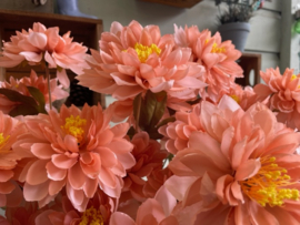 Kunstbloemen dahlia takken peach, 3 bloemen per tak hoogte 62 cm