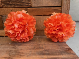 Kunstbloemen anjers oranje, diameter 9 cm
