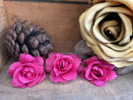Kunstbloemen roosjes fuchsia, diameter 4 cm