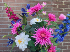 Mix plukboeket kunstbloemen verschillende soorten en kleuren