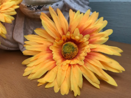 Kunstbloemen gerbera geel 14 cm