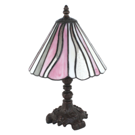 Tiffany tafellamp/bureaulamp roze/beige hoogte 30 cm