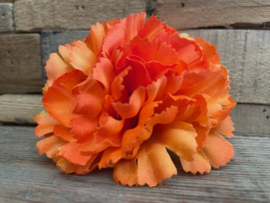 Kunstbloemen anjers oranje, diameter 9 cm