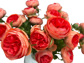 Kunstbloem Rood / Roze Ranonkel op steel 62 cm