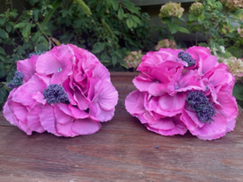 Kunstbloemen zonder steel, hortensia roze, diameter 16 cm