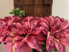 Boeket kunstbloemen dahlia's 22 cm diversen kleuren