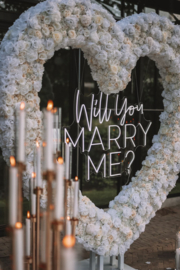 Bruiloft/trouwerij zaal decoratie wit hart "Will you marry me"