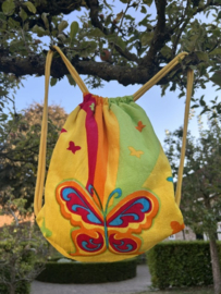 Kinder Handdoek & Rugzak – 2-in-1 Gele Vlinder