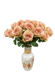 Kunstbloemen rozen taupe met een licht roze tint hoogte 66 cm