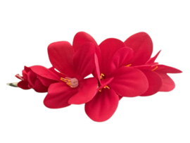 Kunstbloemen fresia rood, steel 14 cm, 6 bloemen