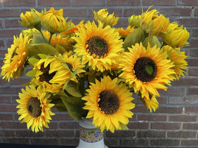 Kunstbloemen zonnebloemen hoogte 85 cm diameter 15 cm