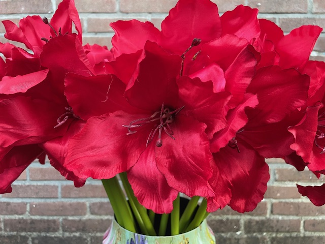 Kunstbloemen amaryllis rood hoogte 64 cm
