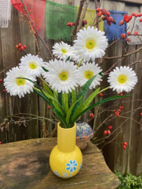 Kunstbloemen gerbera wit tak/boeket met 3 bloemen hoogte 55 cm