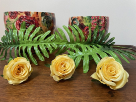 Kunstbloemen rozen in de knop geel, hoogte 5 cm, diameter 6 cm