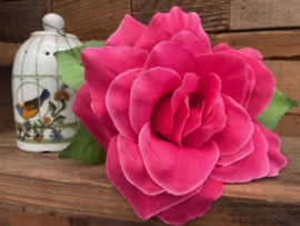 Kunstbloemen roze rozen met blad en gipskruid diameter 11 cm