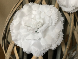Kunstbloemen anjers wit diameter 9 cm