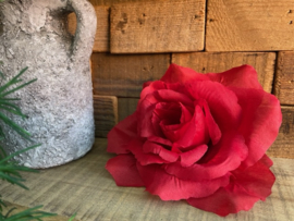 Kunstbloemen Franse rozen rood, diameter 12 cm