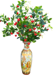 Grote kunsttakken van de lampionplant rood hoogte 110 cm