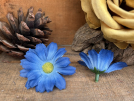 Kunstbloemen madeliefjes blauw, diameter 5,5 cm