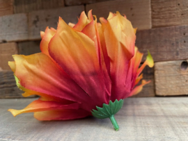 Kunstbloemen dahlia oranje/rood diameter 15 cm