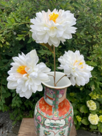 Kunstbloemen dahlia creme wit 3 bloemen per tak, hoogte 62 cm