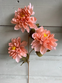 Kunstbloemen dahlia takken peach, 3 bloemen per tak hoogte 62 cm