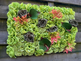 Kunstbloemenmuur/flowerwall groen horeca decoratie bloemen