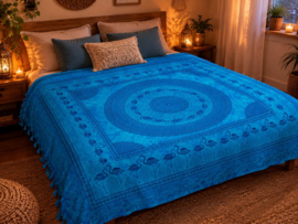 Mandala doeken/kleden uit India 210x240 cm wandkleed/bedsprei