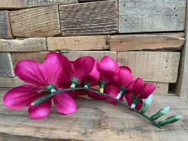 Kunstbloemen fresia donker roze, steel 14 cm, 6 bloemen