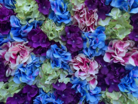 Flowerwall/bloemenmuur paneel 40x60 cm kunstbloemen hortensia soorten