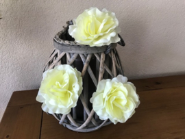 Kunstbloemen rozen, creme/lichtgeel hart, diameter 10 cm