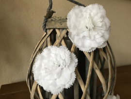 Kunstbloemen anjers wit diameter 9 cm