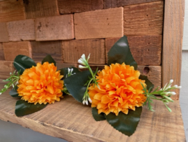 Kunstbloemen chrysanten tea color met blad en gipskruid